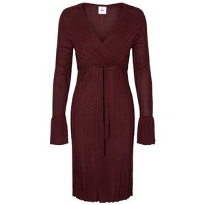 Mamalicious Nursing Faux Wrap Dress Burgundy Sz S